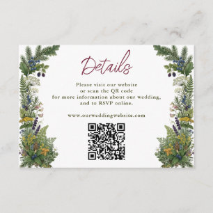 Tarjeta De Recepción Código QR del sitio web de boda de bosque arbolado