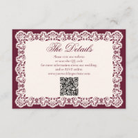 Código QR del sitio web de boda de encaje borgoña