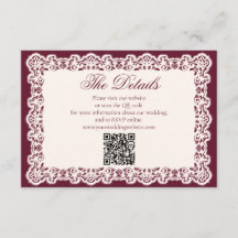 Código QR del sitio web de boda de encaje borgoña