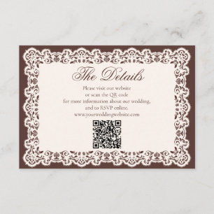 Tarjeta De Recepción Código QR del sitio web de boda de encaje vintage