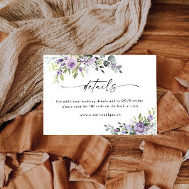 Tarjeta De Recepción Código QR del sitio web de boda de Purple Floers