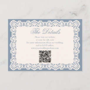 Tarjeta De Recepción Código QR del sitio web de boda Dusty Blue de enca