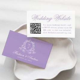Tarjeta De Recepción Código QR del sitio web de boda Elegant Lavender C
