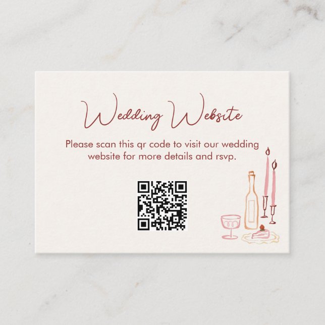Tarjeta De Recepción Código QR del sitio web de la boda (Anverso)