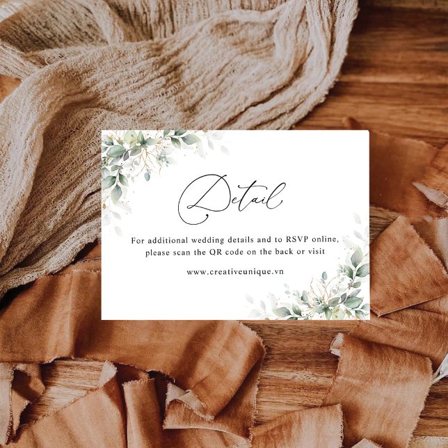 Tarjeta De Recepción Código QR del sitio web de la boda de Eucalyptus (Subido por el creador)