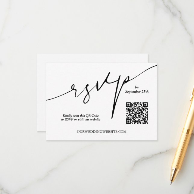 Tarjeta De Recepción Código QR del sitio web del boda (Anverso/Reverso In Situ)