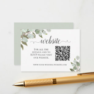 Tarjeta De Recepción Código QR del sitio web del Boda de eucalipto ruso