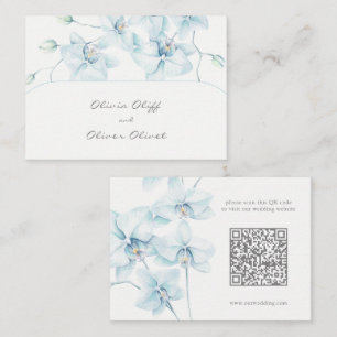 Tarjeta De Recepción Código QR del sitio web del Boda de orquídeas azul