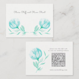 Tarjeta De Recepción Código QR del sitio web del Boda de Peonies verde 
