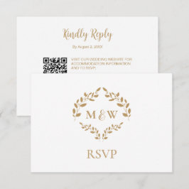 Tarjeta De Recepción Código QR del sitio web del boda del Monograma Bla