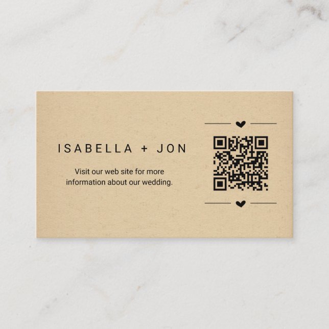 Tarjeta De Recepción Código QR del sitio web del boda - Detalles del Re (Anverso)