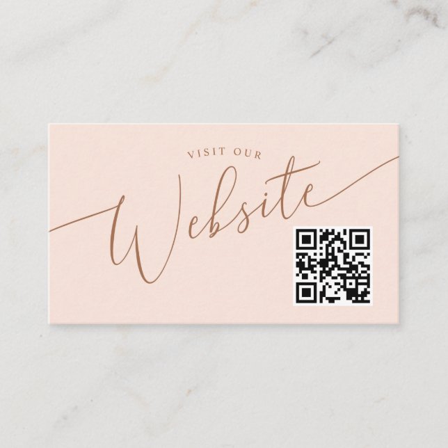 Tarjeta De Recepción Código QR del sitio web del Boda mínimo rosado de  (Anverso)