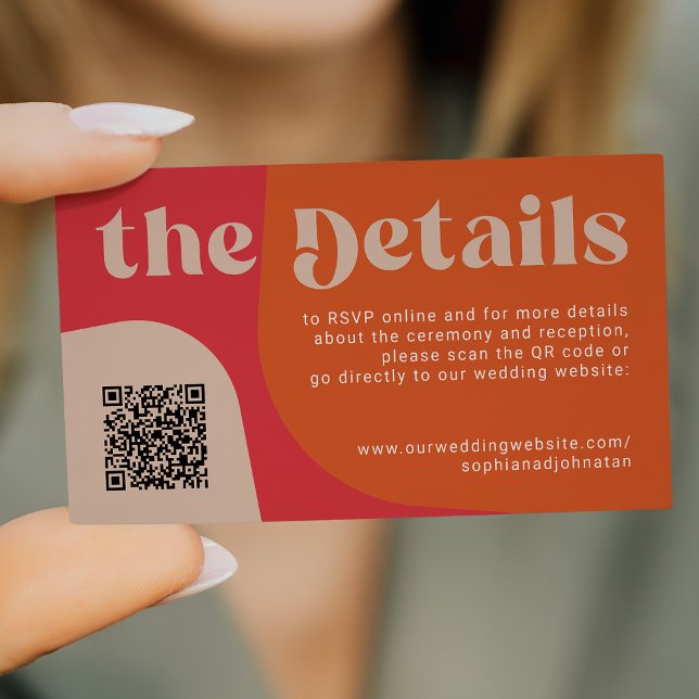 Tarjeta De Recepción Código QR detalles de boda retro RSVP sitio web (Subido por el creador)