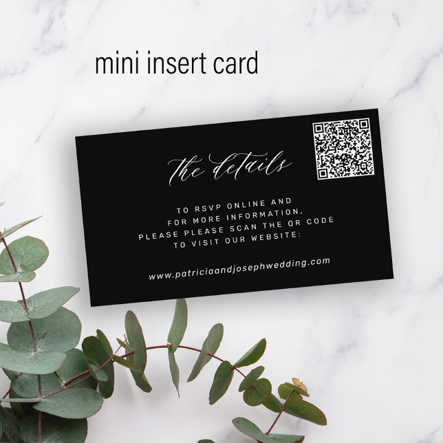 Tarjeta De Recepción CÓDIGO QR detalles de boda simples y elegantes neg (Subido por el creador)