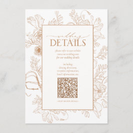 Tarjeta De Recepción Código QR Detalles del Boda Floral Terracotta