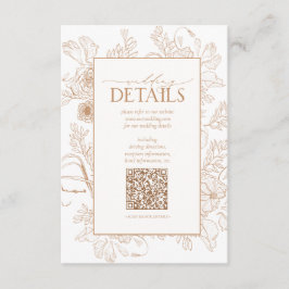Tarjeta De Recepción Código QR Detalles del Boda Floral Terracotta