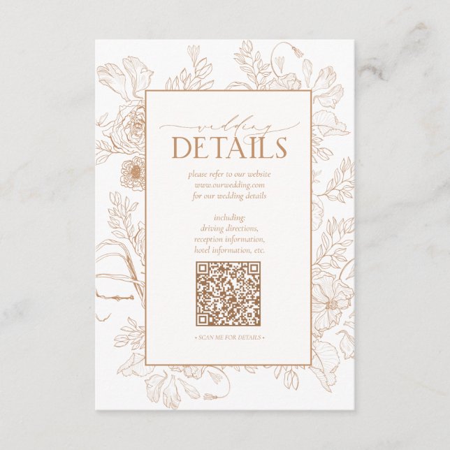 Tarjeta De Recepción Código QR Detalles del Boda Floral Terracotta (Anverso)