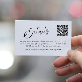 Tarjeta De Recepción CÓDIGO QR detalles simples y elegantes del boda de