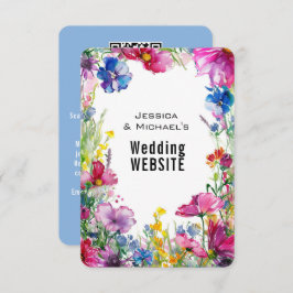 Tarjeta De Recepción 💗 código QR + dirección del sitio web Meadow Bloo