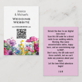 Tarjeta De Recepción 💗 código QR + dirección del sitio web Meadow Bloo