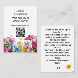 Tarjeta De Recepción 💗 código QR + dirección del sitio web Meadow Bloo
