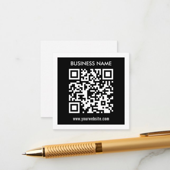Tarjeta De Recepción Código QR editable (generado al instante) | Negro (Anverso/Reverso In Situ)