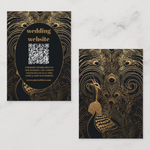 Tarjeta De Recepción código qr Elegant Art Deco Peacocks Boda