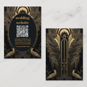 Tarjeta De Recepción código qr Elegant Art Deco Peacocks Boda