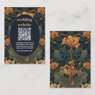 Tarjeta De Recepción código qr Elegante Boda de Art Nouveau floral