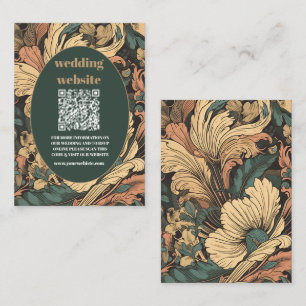 Tarjeta De Recepción código qr Elegante Boda de Art Nouveau floral