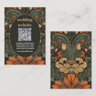 Tarjeta De Recepción código qr Elegante Boda de Art Nouveau floral