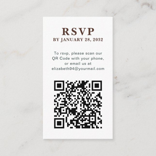 Tarjeta De Recepción Código QR elegante foto simple en línea RSVP Gabin (Anverso)