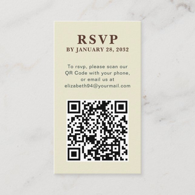 Tarjeta De Recepción Código QR elegante foto simple en línea RSVP Gabin (Anverso)