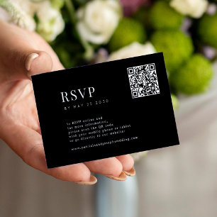 Tarjeta De Recepción CÓDIGO QR elegante simple boda mínima mínima RSVP