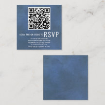 Código QR en línea RSVP boda azul manchado