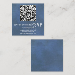 Tarjeta De Recepción Código QR en línea RSVP boda azul manchado