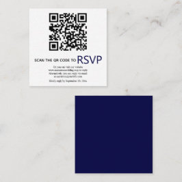 Tarjeta De Recepción Código QR en línea RSVP boda azul marino moderno