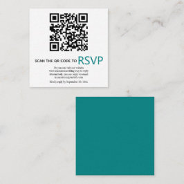 Tarjeta De Recepción Código QR en línea RSVP boda azul verde azulado mo