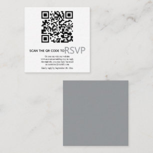 Tarjeta De Recepción Código QR en línea RSVP boda gris moderno