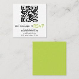 Tarjeta De Recepción Código QR en línea RSVP boda verde claro moderno