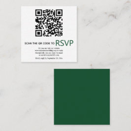 Tarjeta De Recepción Código QR en línea RSVP boda verde esmeralda moder