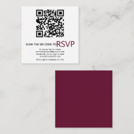 Tarjeta De Recepción Código QR en línea RSVP moderno boda burdeos
