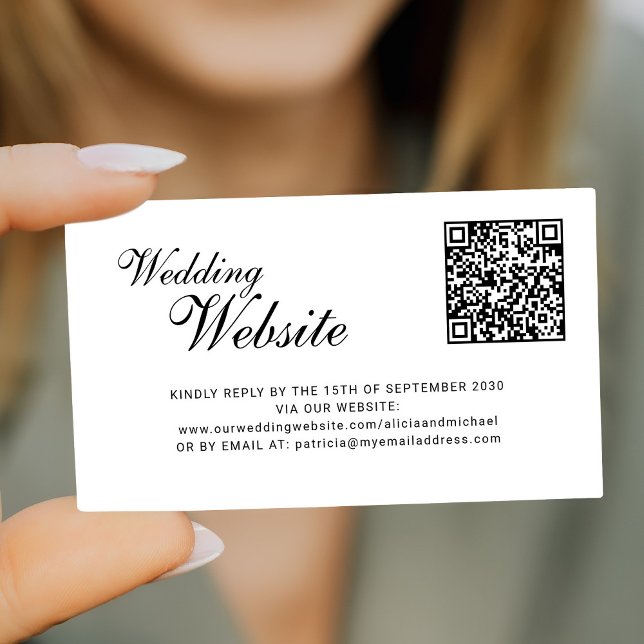 Tarjeta De Recepción código QR en línea RSVP sitio web clásico de boda  (Subido por el creador)