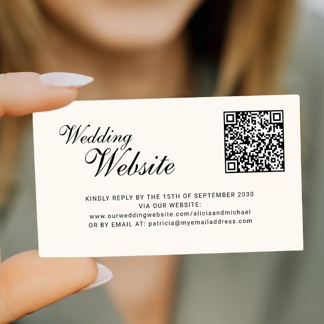 Tarjeta De Recepción código QR en línea RSVP sitio web clásico de boda  (Subido por el creador)