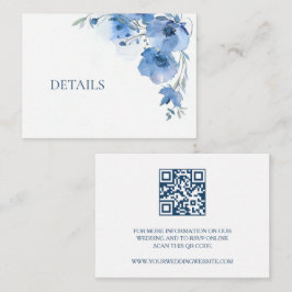 Tarjeta De Recepción Código QR Flor Acuarela Azul