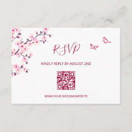 Tarjeta De Recepción Código QR | Flor de Cerezo RSVP