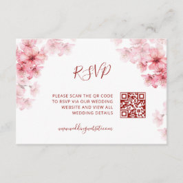 Tarjeta De Recepción Código QR | Flor de Cerezo RSVP