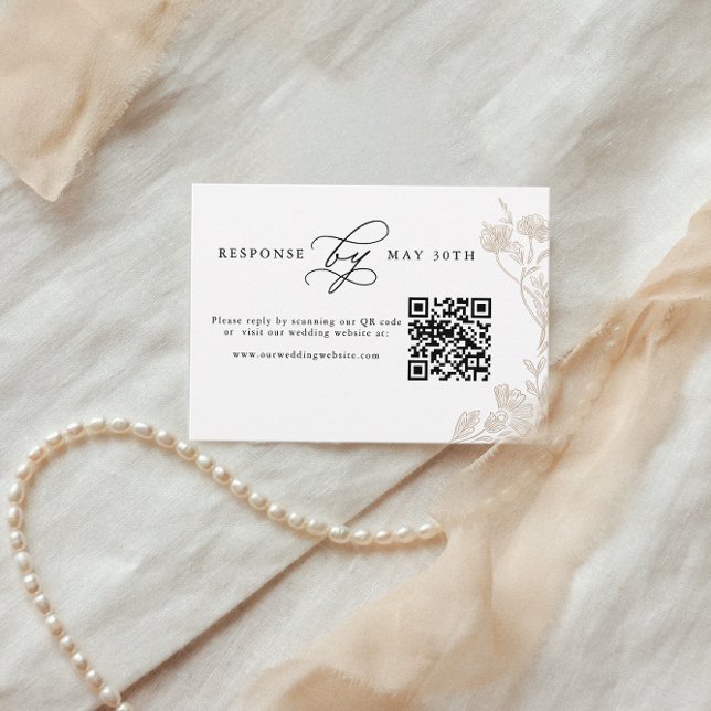 Tarjeta De Recepción Código QR floral de caligrafía presupuestaria Rsvp (Subido por el creador)