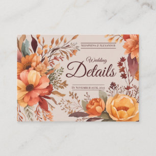 Tarjeta De Recepción Código QR floral otoño presupuesto Detalles del Bo