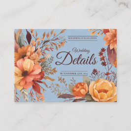 Tarjeta De Recepción Código QR floral otoño presupuesto Detalles del Bo